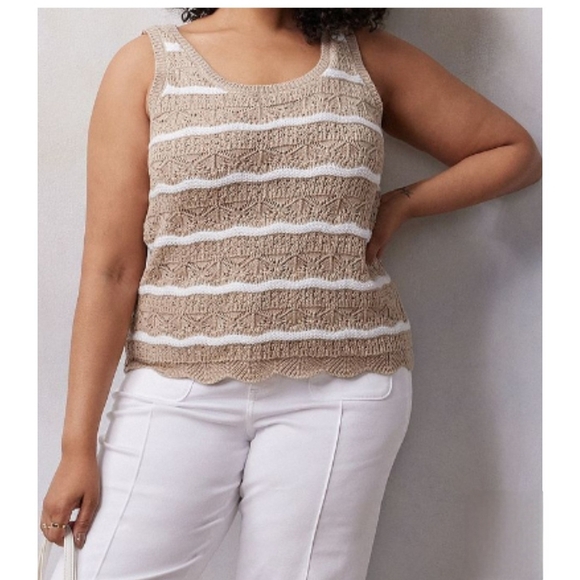 LC Lauren Conrad Beige and White Knit Tank Top - Picture 2 of 7